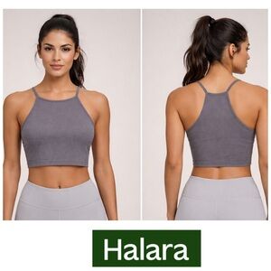 HALARA Grey Ribbed Cropped Casual Beach WorkCore Women’s size Large Tank Top